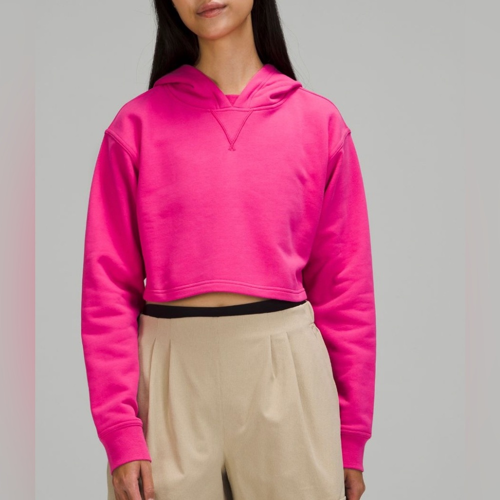 LULULEMON all yours cropped hoodie sonic pink relaxed fit size 14 pit to pit 26”